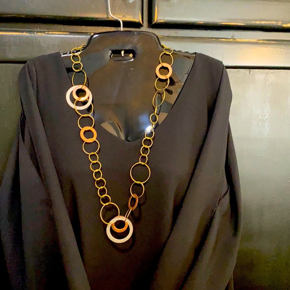 Silver & gold copper ring necklace